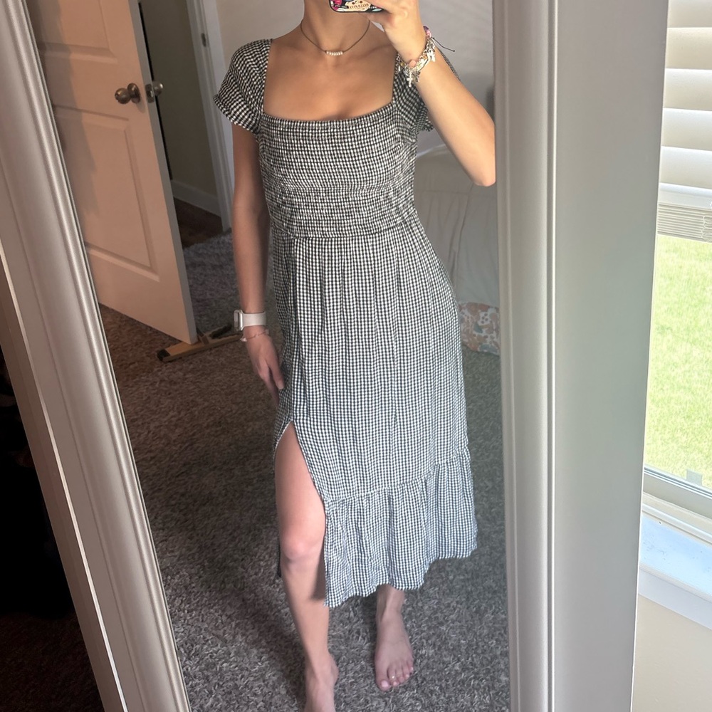 Elegant Black and White Gingham Dress